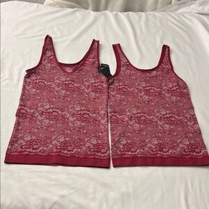 Elegant Lace Tank Top - Red two pieces